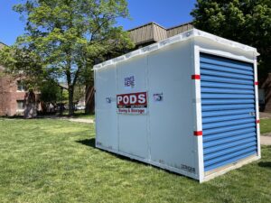 Large donation container located at March Field
