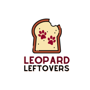The Leopard Leftovers logo: a sandwich with a bite taken out with two paw prints on top.